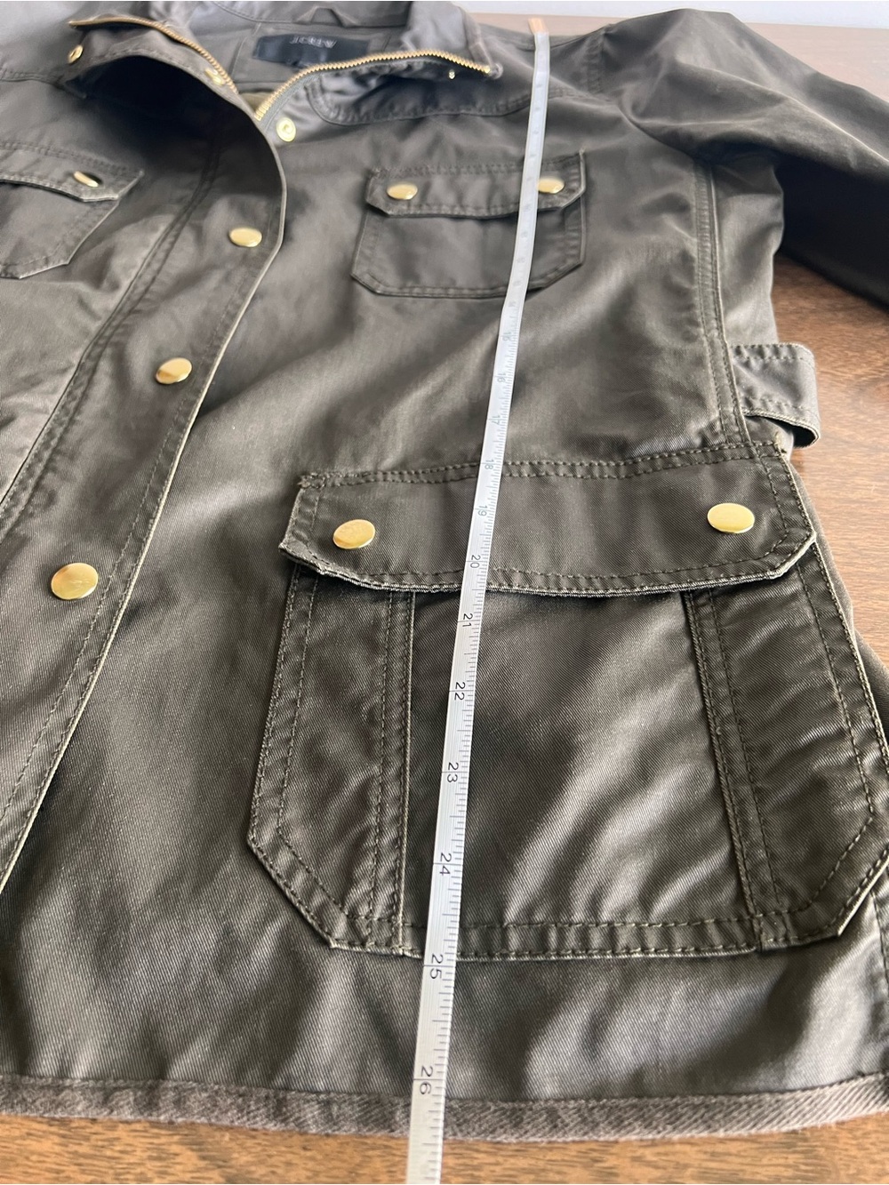 J. Crew Olive Brown Waxed Cotton Military Women’s XL Boyfriend Field Jacket - Picture 10 of 12